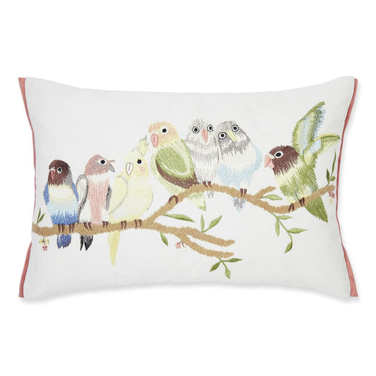 Embroidered Decorative Cushion Cover, Birds on Branch