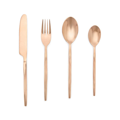 Diamond rose gold glossy cutlery, set of 4