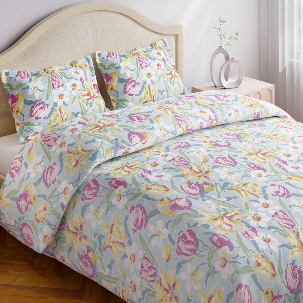 Tulip Meadow, 100% Cotton Double Size Bedsheet, 186 TC