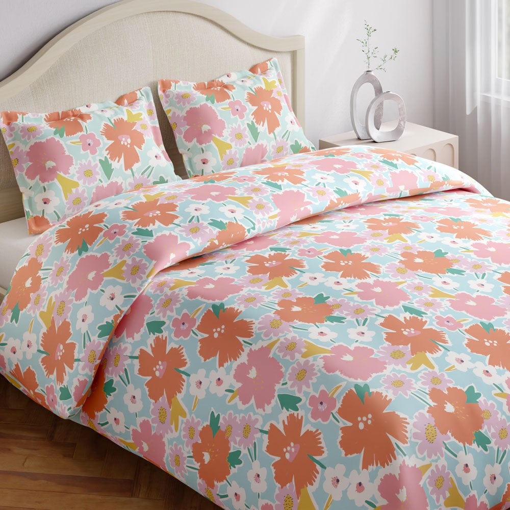 Abstract Floral 100% Cotton King Size Bedsheet, 144 TC