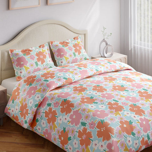 Abstract Floral 100% Cotton King Size Bedsheet, 144 TC