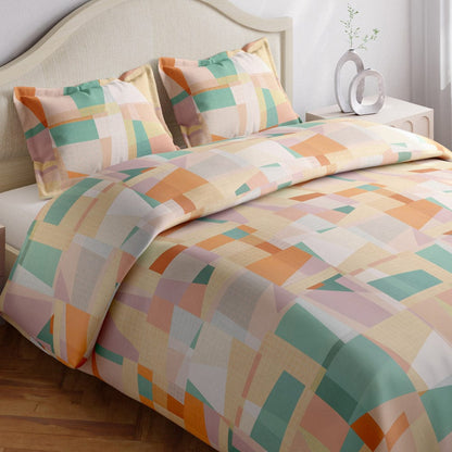 Pastel Geometric 100% Cotton King Size Bedsheet, 144 TC