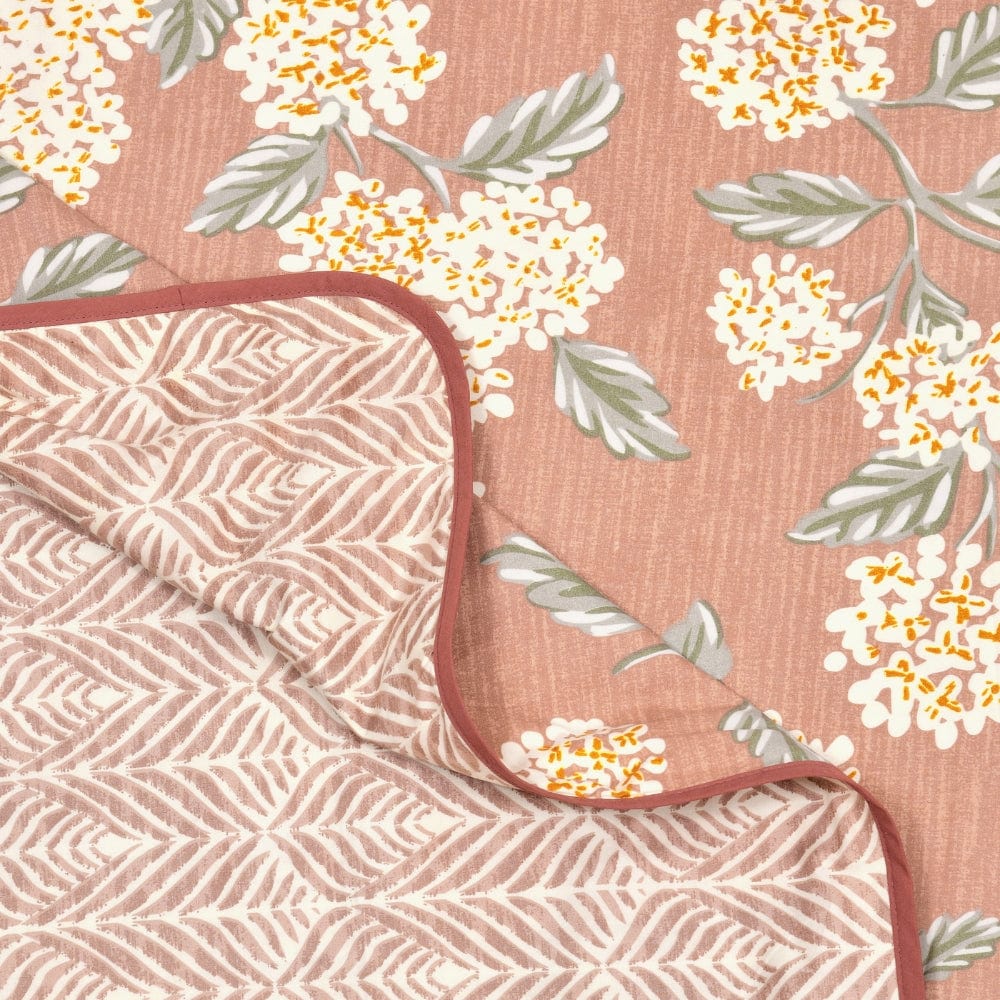Digital Printed Ultra Soft Peach Finish Reversible Dohar, Hydrangea Mist, Peach