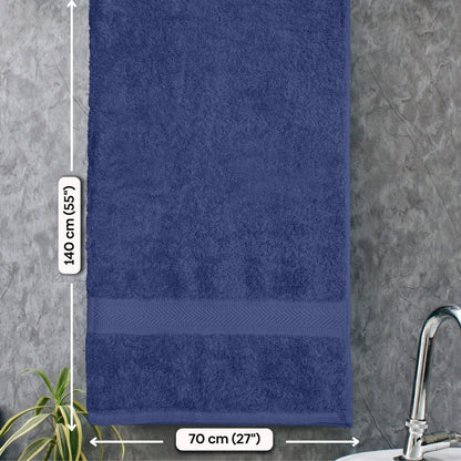 Bath Towel Set of 2, 100% Cotton, Navy & Olive