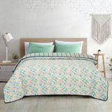 Digital Printed Ultra Soft Peach Finish Reversible Comforter, Spring Mint Bloom