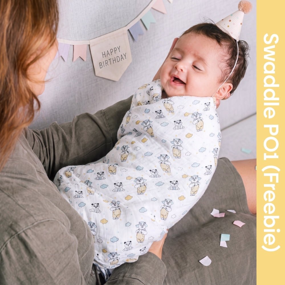 Panda Puff Collection Muslin Swaddle - Swaddles | haus & kinder