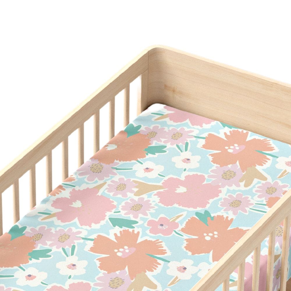 100% cotton flat crib sheet, Pack of 1 (120*180CM), Bold floral