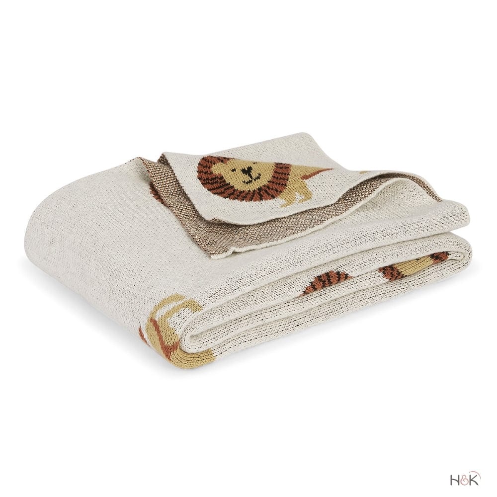 Jungle Paws Cotton Knitted All Season AC Blanket with a Teether