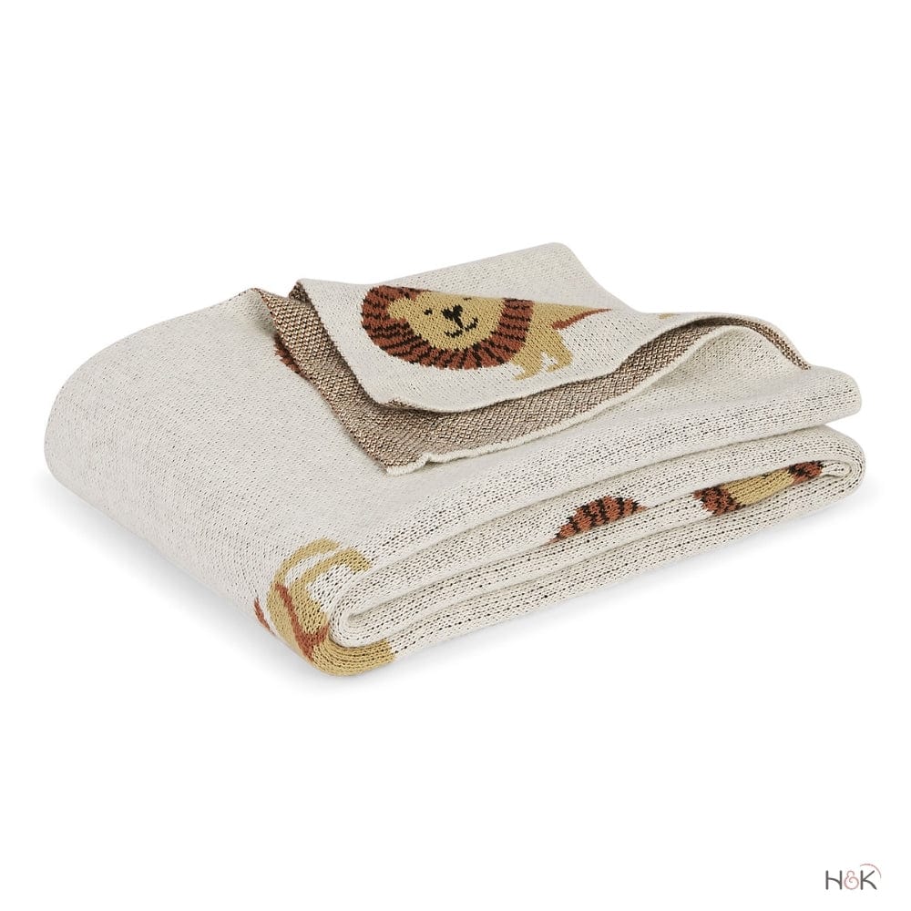 Jungle Paws Cotton Knitted All Season AC Blanket with a Teether - Blanket | haus & kinder