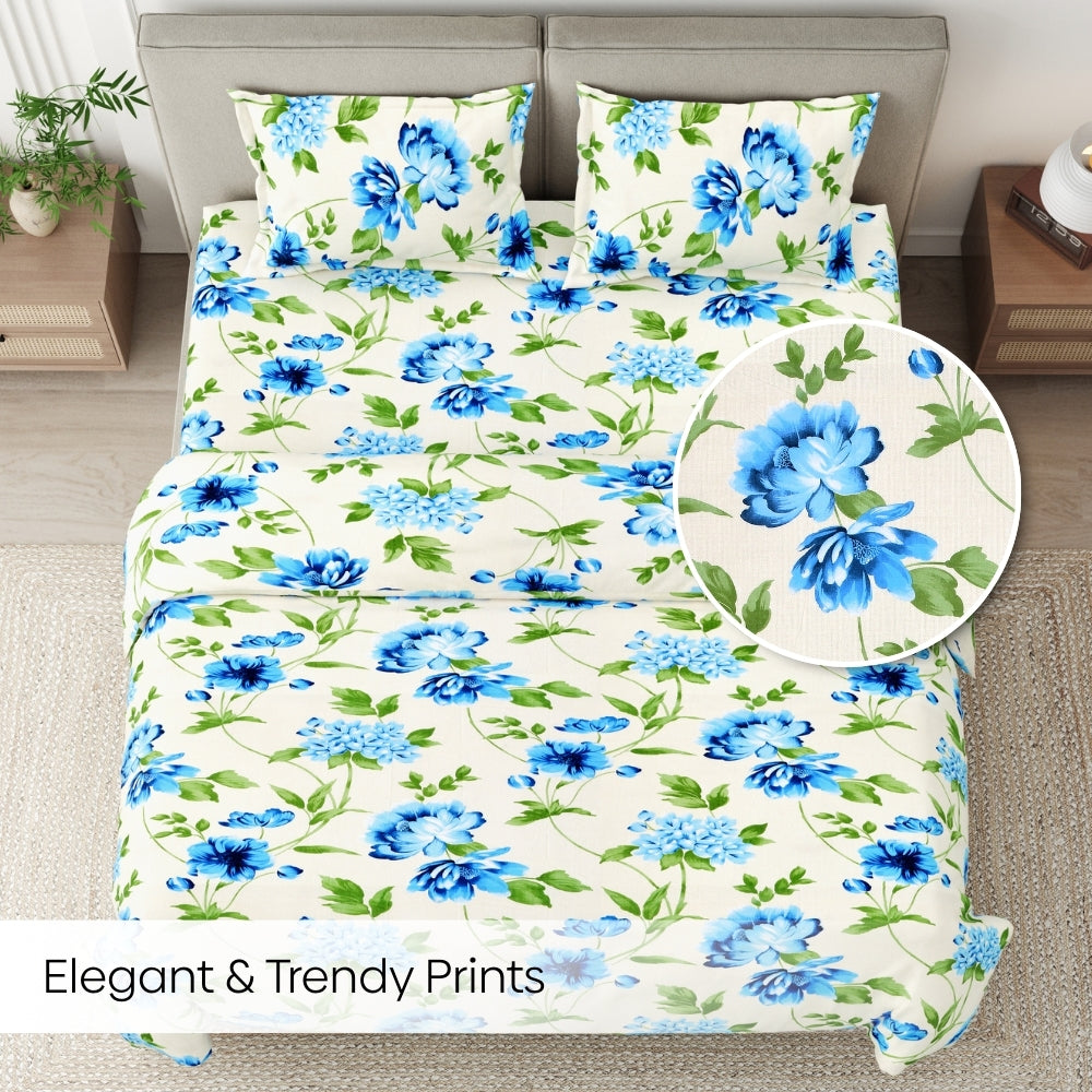 Garden Reverie 100% Cotton Double Bedsheet, 144TC