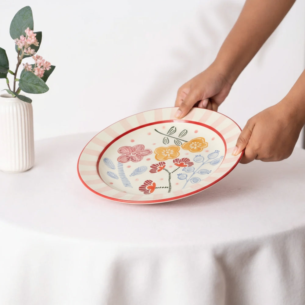 VM Sweet Ceramic Handpainted Plater, Multicolor