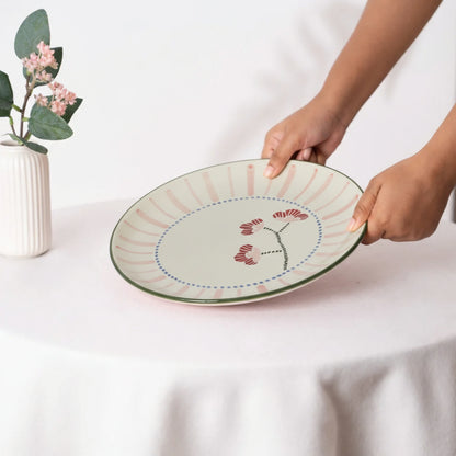 VM Ceramic Handpainted Dinner Plate, Multicolor