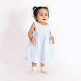 100% Cotton Bowlet Frock With Blommer- Blue and White