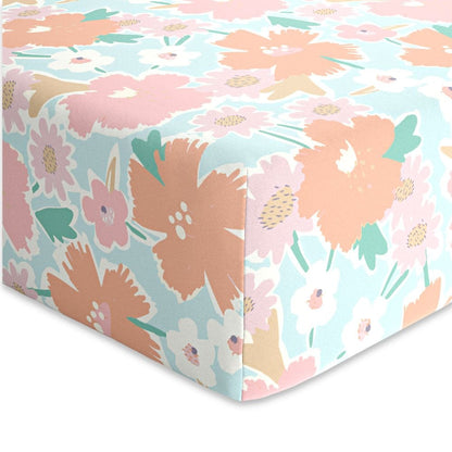 100% cotton flat crib sheet, Pack of 1 (120*180CM), Bold floral