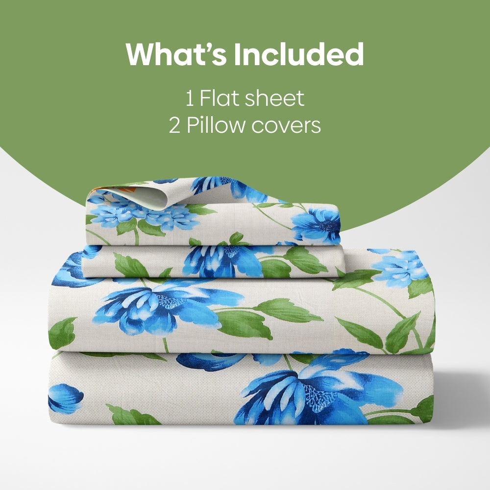 Garden Reverie 100% Cotton Double Bedsheet, 144TC