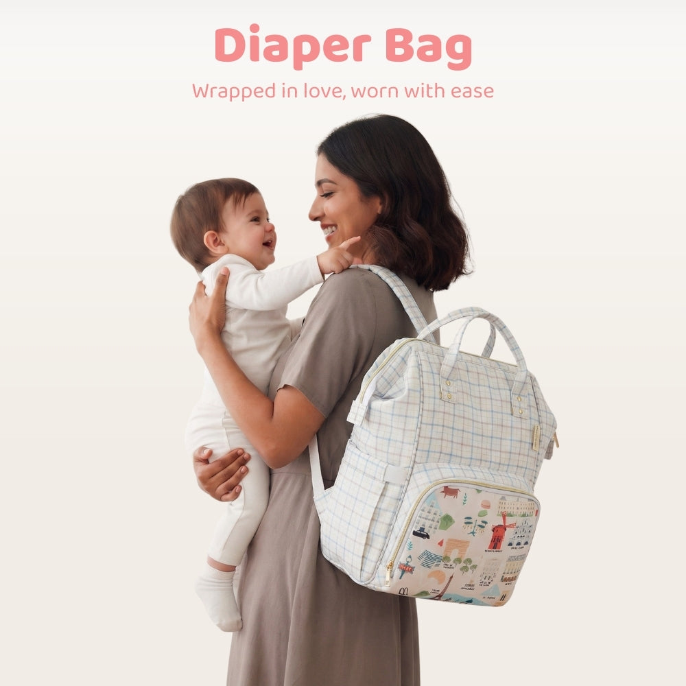 Chic Diaper Bag Backpack (Capacity - 20L) , Mom in Paris