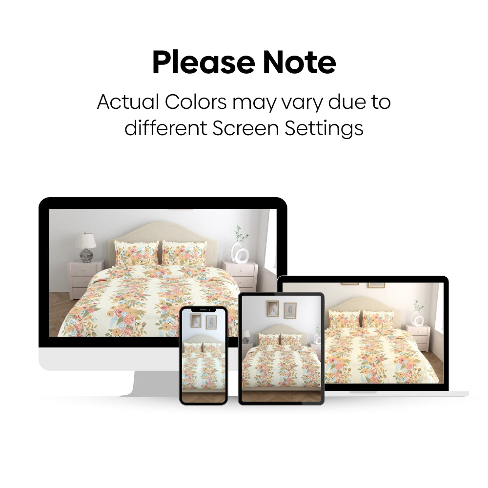 100% Combed Cotton 144 TC King Flat Bedsheet Vintage Peony