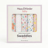 Eleflora Collection 100% Cotton Muslin Swaddle Pack Of  5
