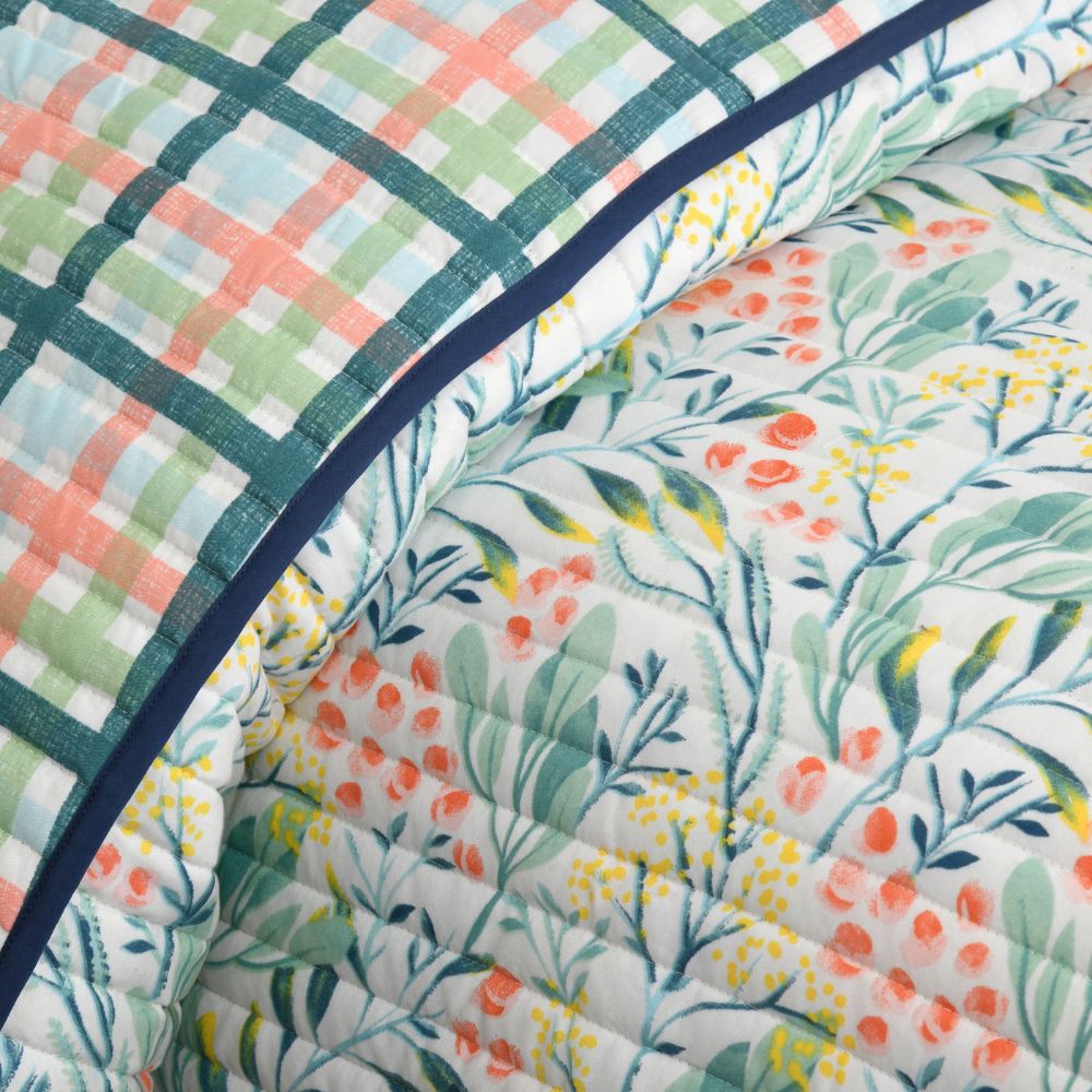 Digital Printed Ultra Soft Peach Finish Reversible Comforter, Spring Mint Bloom