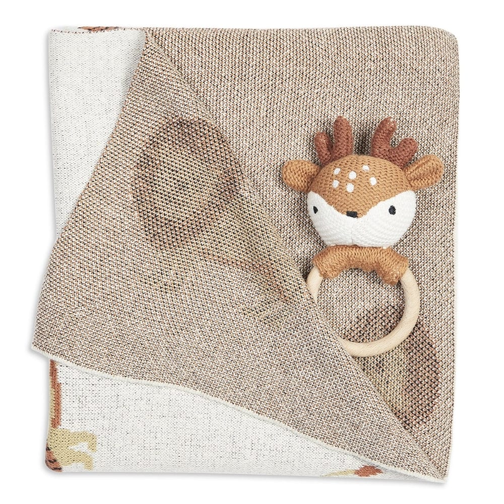 Jungle Paws Cotton Knitted All Season AC Blanket with a Teether - Blanket | haus & kinder