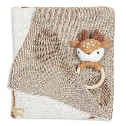 Jungle Paws Cotton Knitted All Season AC Blanket with a Teether