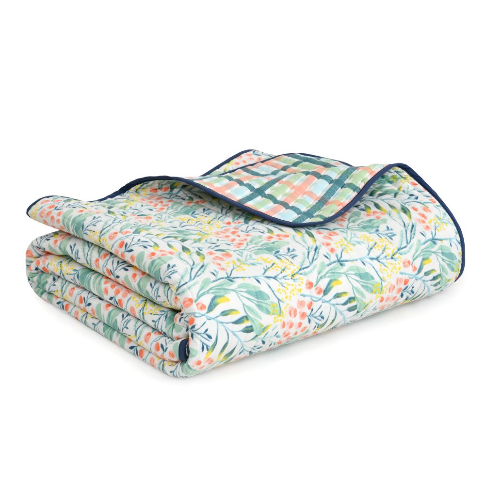 Digital Printed Ultra Soft Peach Finish Reversible Comforter, Spring Mint Bloom