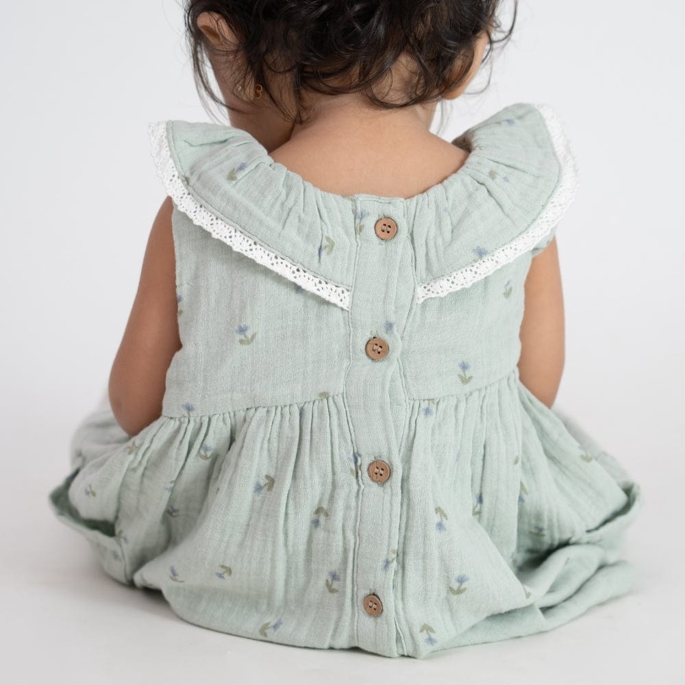 100% Cotton Mint Meadow Frock-  Mint Green
