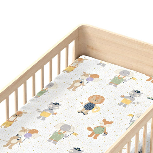 100% cotton fitted crib sheet, Pack of 1 (52*28*8Inch), Jungle Party