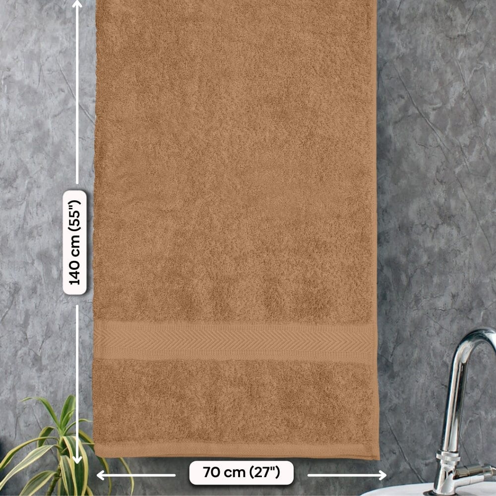 Bath Towel Set of 2, 100% Cotton, Brown & Olive