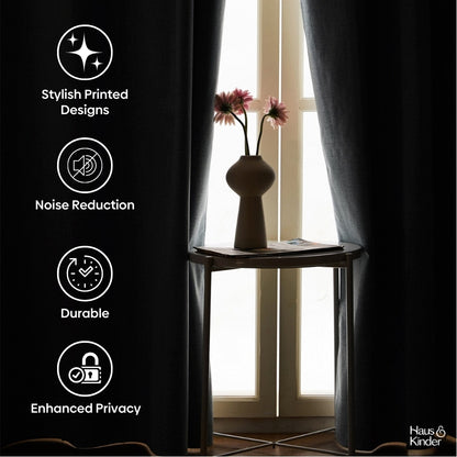 Polyester Printed Blackout Window Curtains Amber Petals, Multi