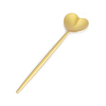 Heart Shape matt gold tea spoon, set of 4