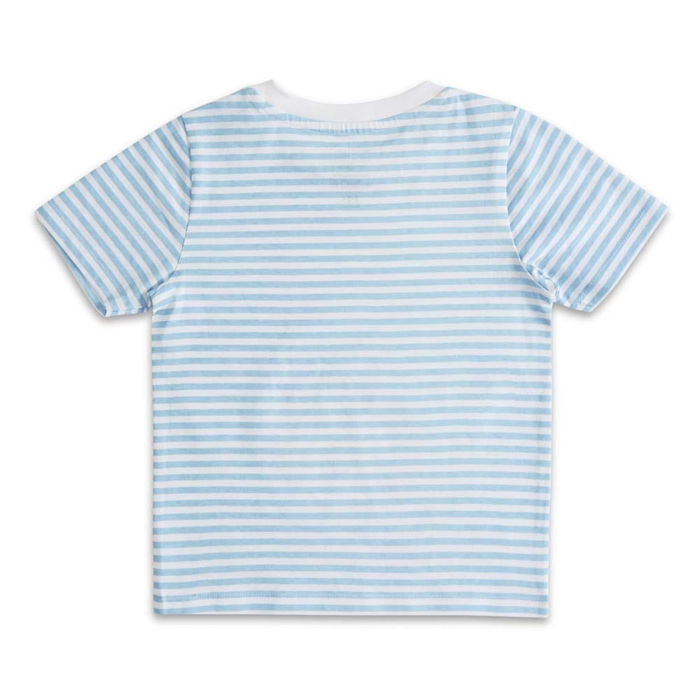 100% Cotton Half Sleeve Boy T-Shirt, Blue-Yellow