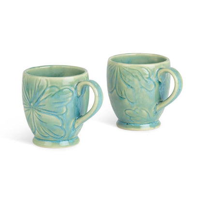 Floral Sage Ceramic Mug, Set of 2