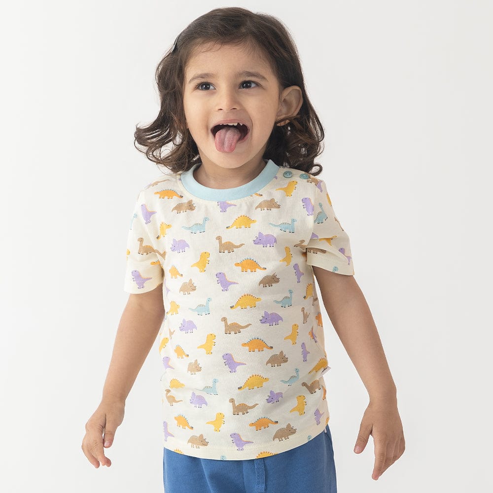 100% Cotton Half Sleeve Boy Lounge Sets, Blue-White