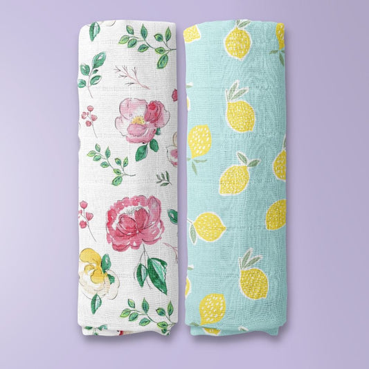 Bloom buddies Collection 100% Cotton Muslin Swaddle Pack of 2