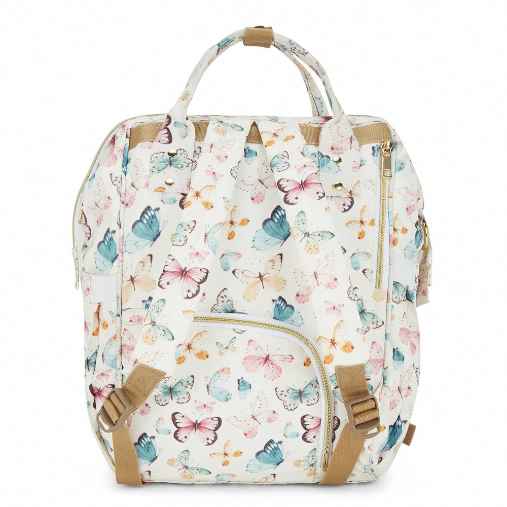 Art on Canvas - Chic Diaper Bag Backpack for New Parents (Capacity - 20L) ,Butterfly Garden