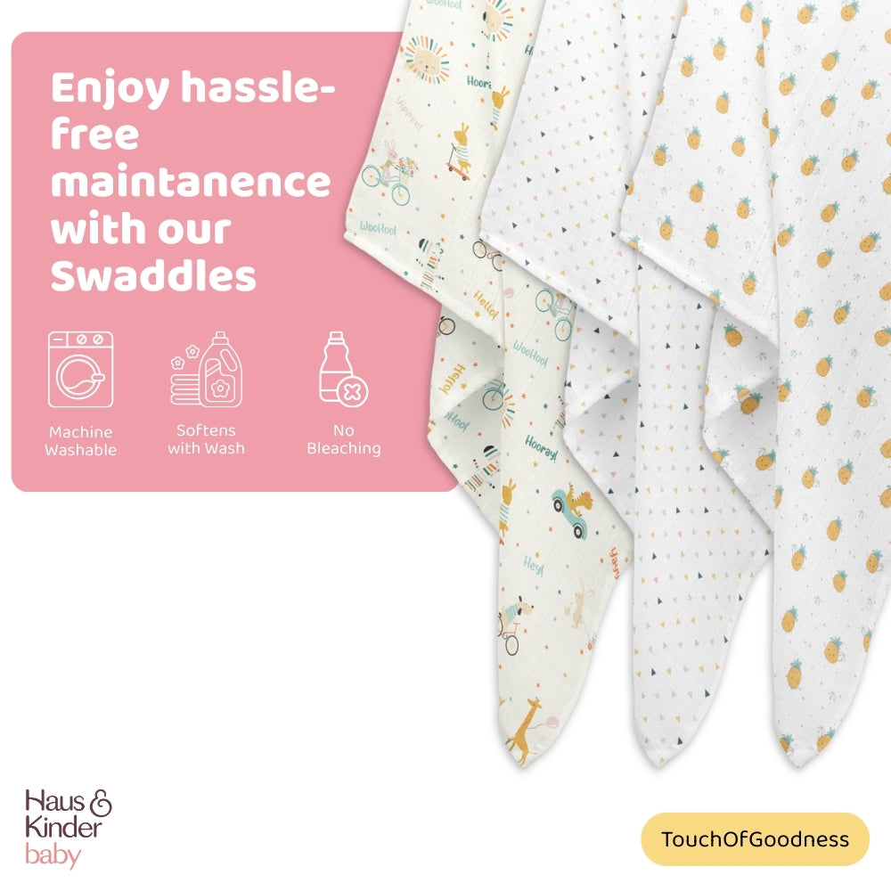 Jungle Party Collection Muslin Swaddle- Pack Of 3