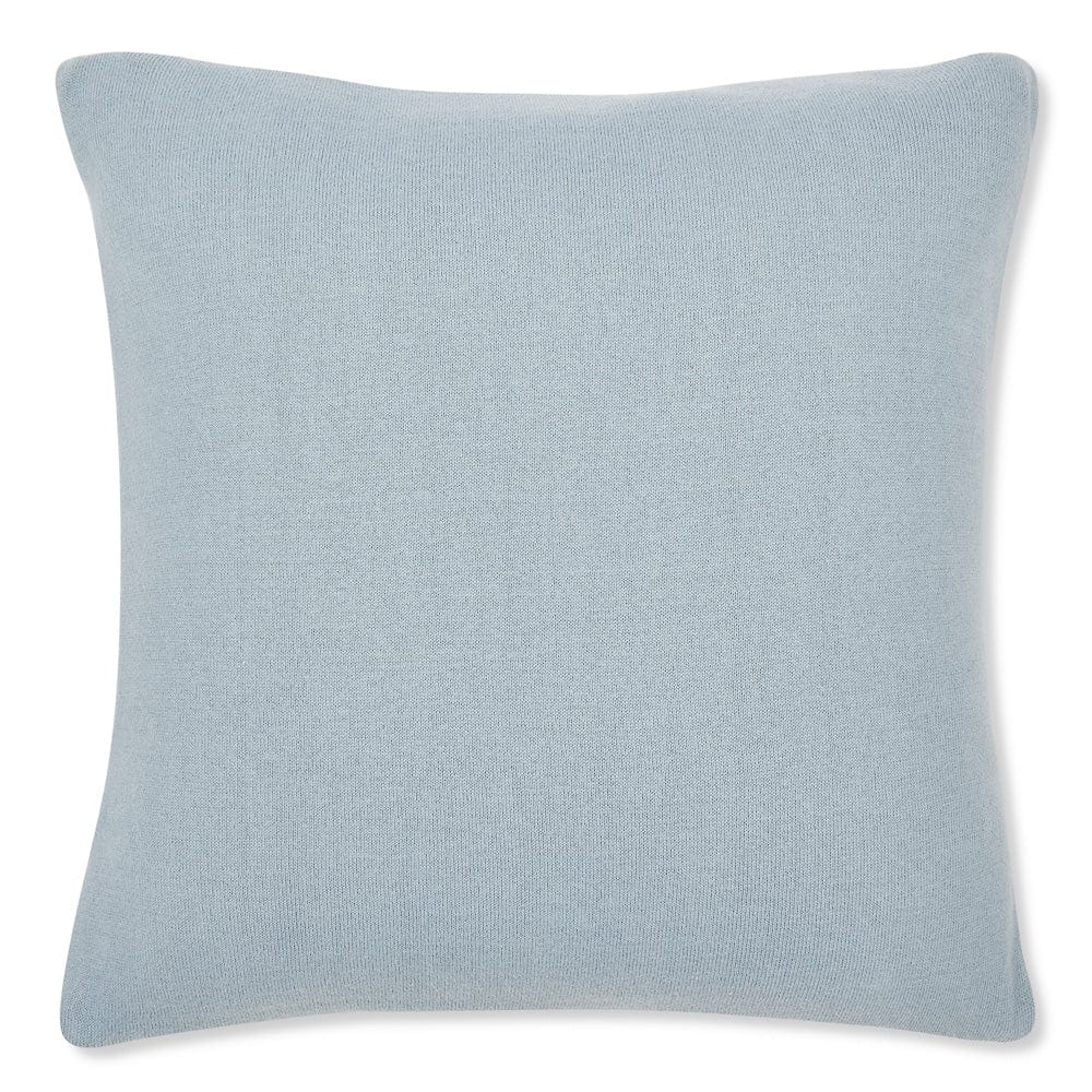 Knitted Embroidered Decorative Cushion Cover, Floral Pattern Blue