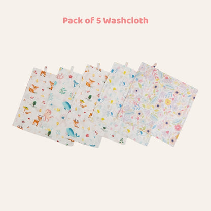 Gentle Giggles Pack of 5 Muslin Washcloth