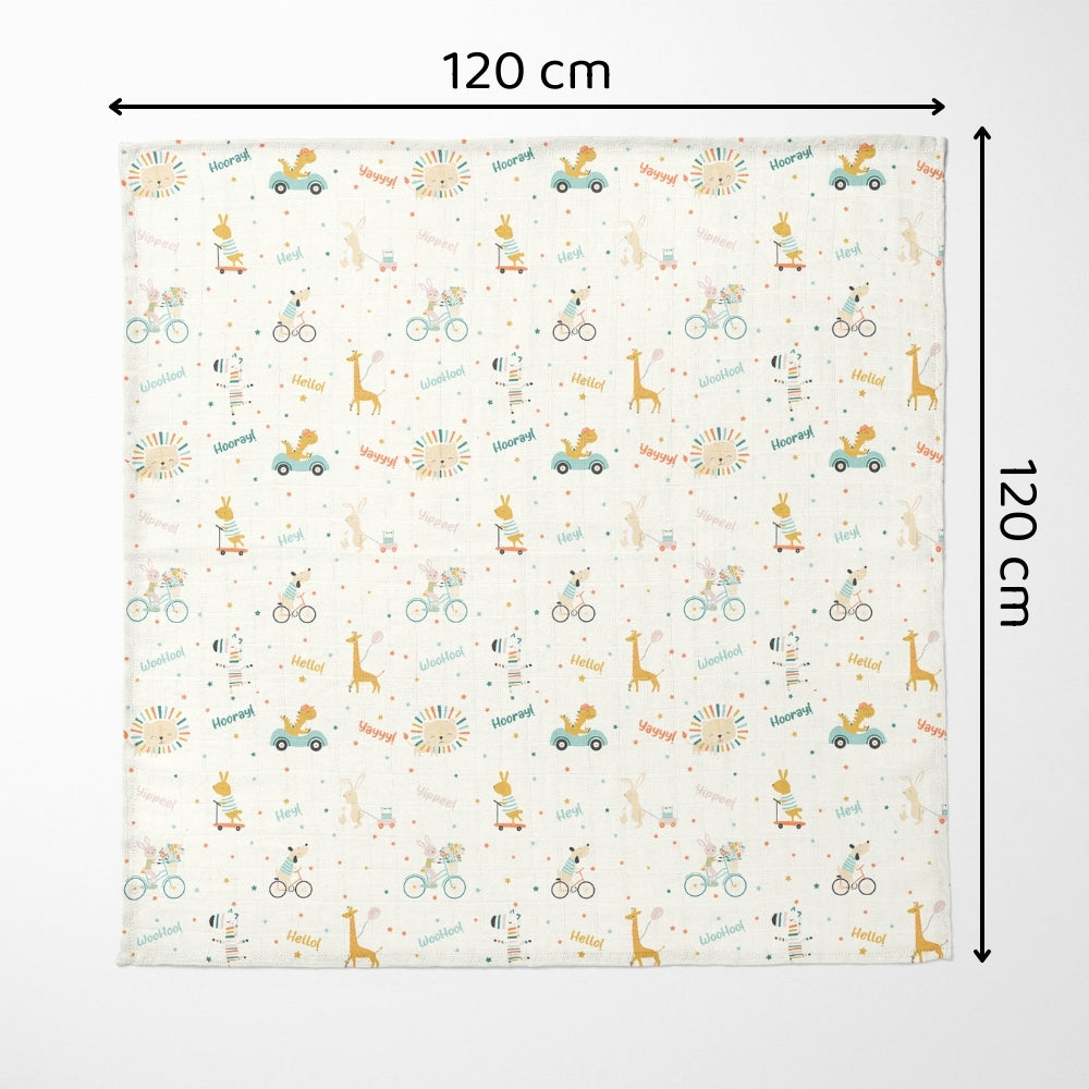 Jungle Party Collection Muslin Swaddle- Pack Of 3