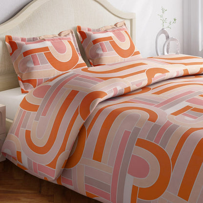 Pink Geometric 100% Cotton Single Bedsheet, 144 TC