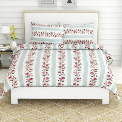 Rose of Summer 100% Cotton Double Size Bedsheet, 186 TC