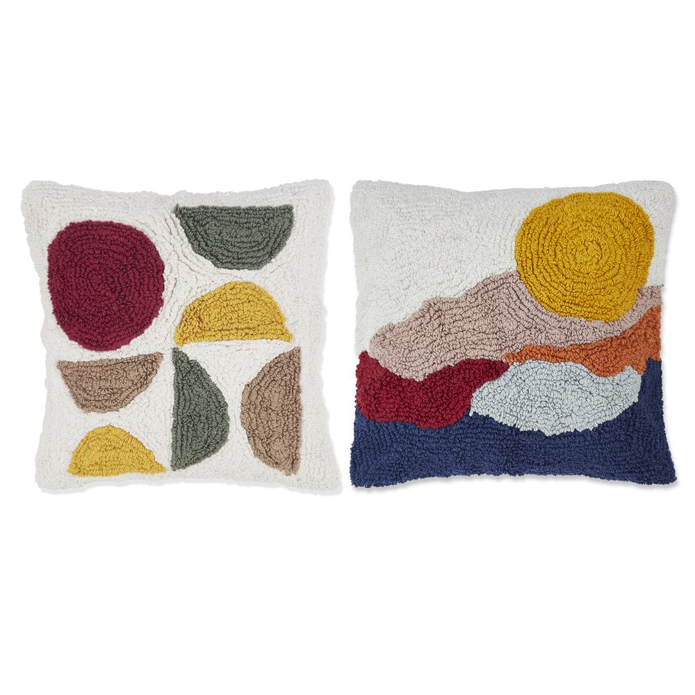 Tufted Decorative Cushion Cover, Sun & Abstract Pack of 2