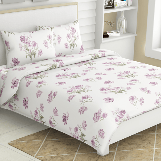 Lilac Dream, 100% Cotton Bedsheet, 186 TC
