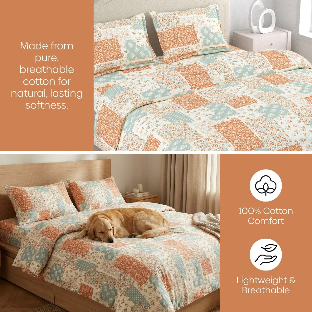 Patch Bliss 100% Cotton Double Size Bedsheet, 144 TC