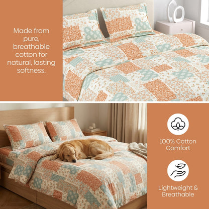 Patch Bliss 100% Cotton Double Size Bedsheet, 144 TC