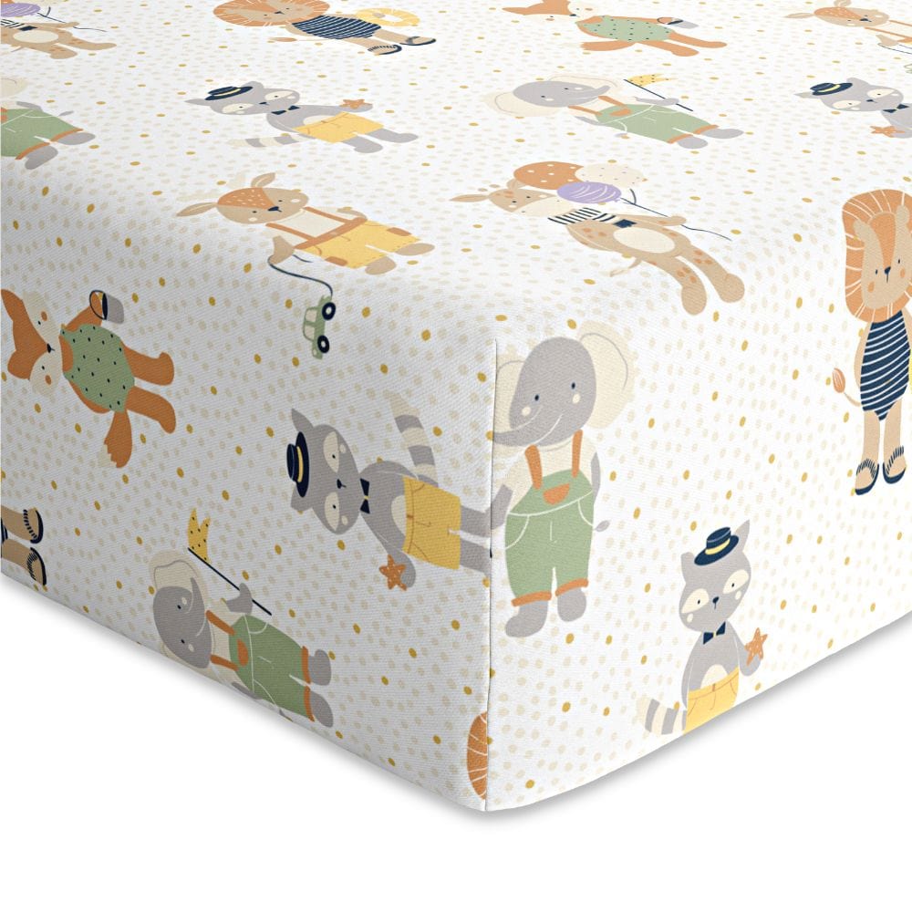 100% cotton fitted crib sheet, Pack of 1 (52*28*8Inch), Jungle Party