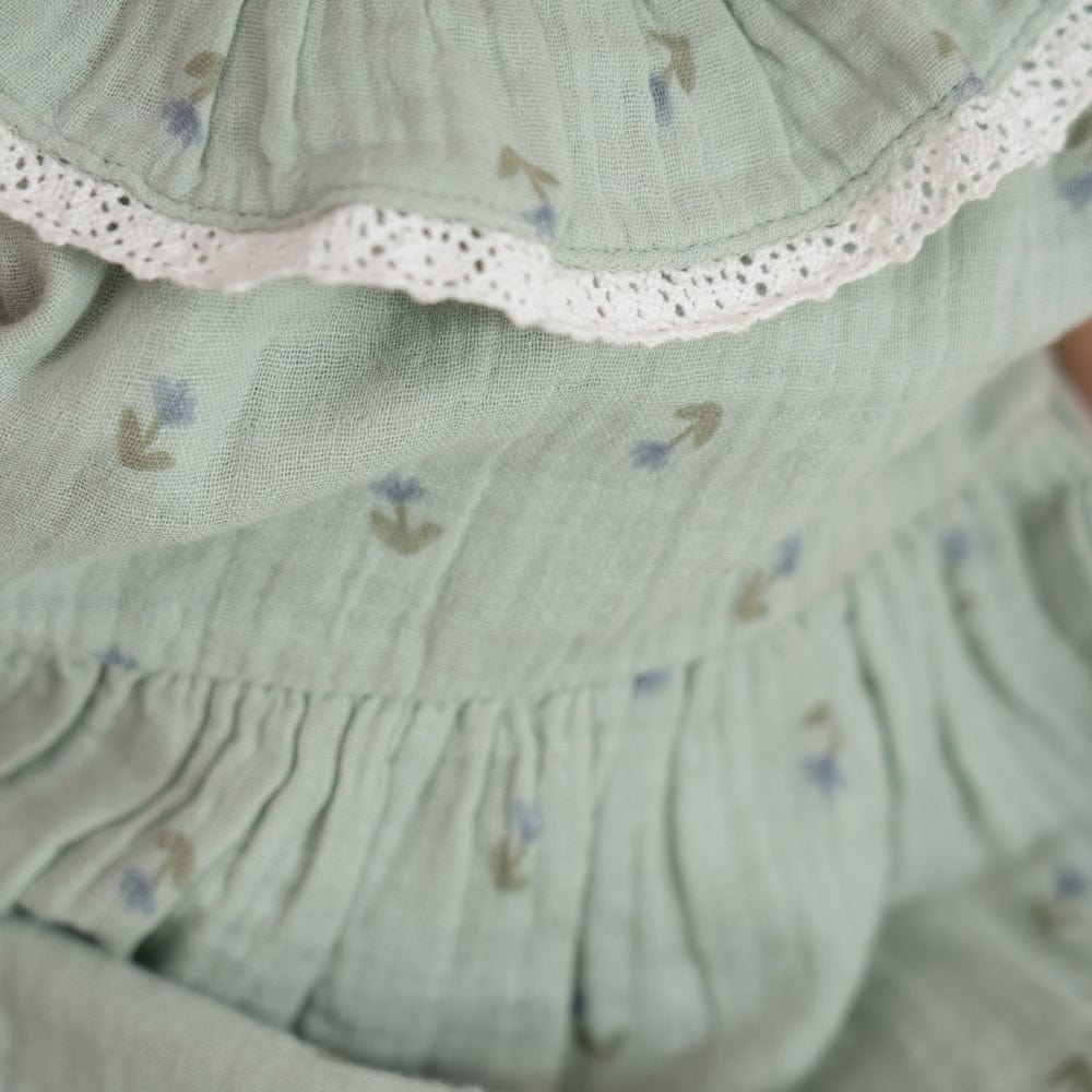 100% Cotton Mint Meadow Frock-  Mint Green