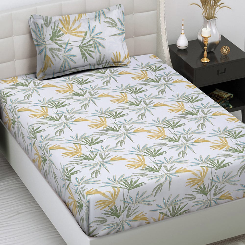 Emerald tropics 100% Cotton Single Bedsheet, 186 TC