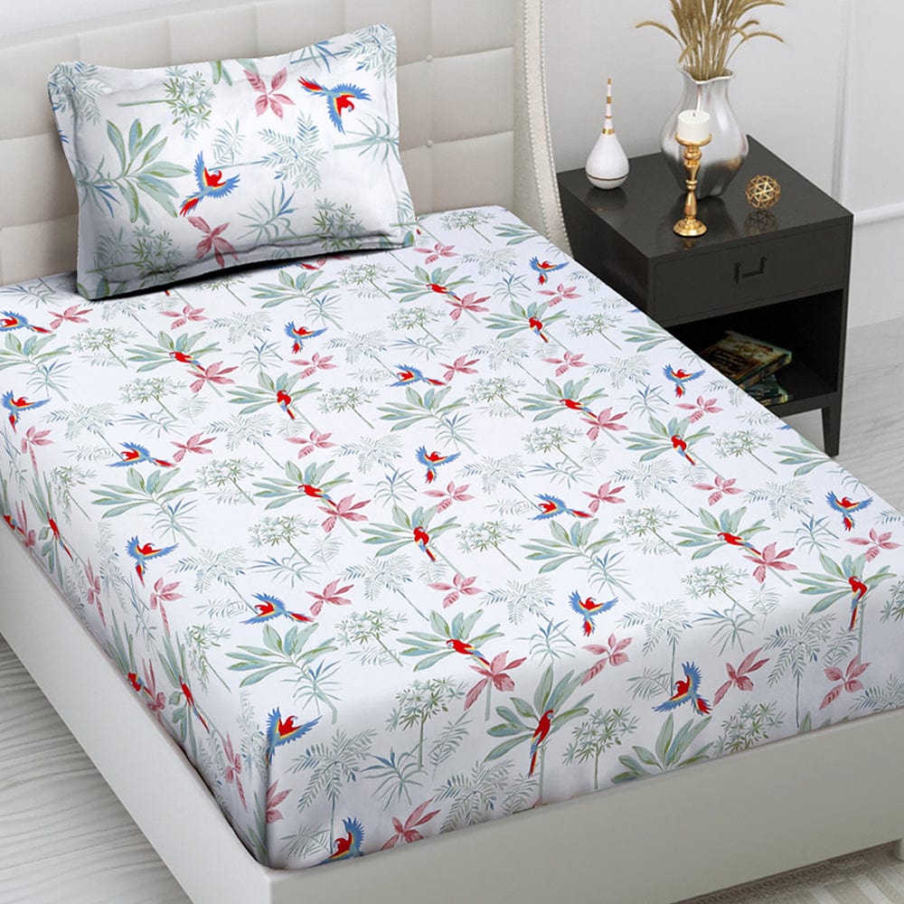 Palm Scape 100% Cotton Bedsheet, 186 TC